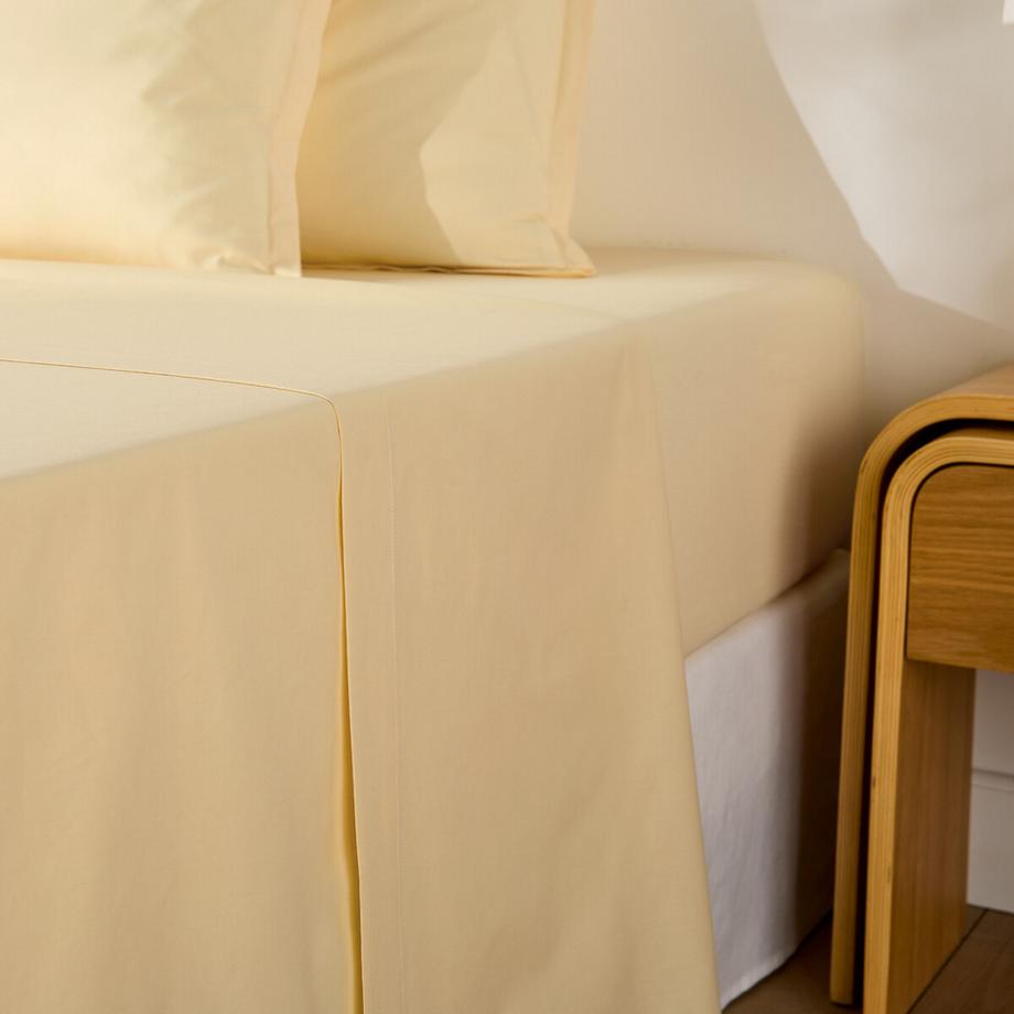 Drap plat uni en percale de coton