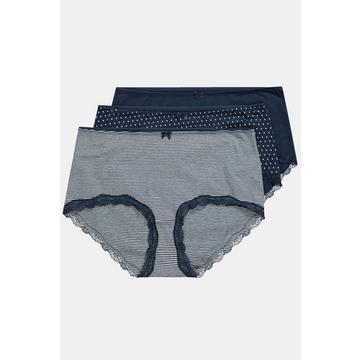 Lot de 3 culottes hipster, rayures/pois/uni