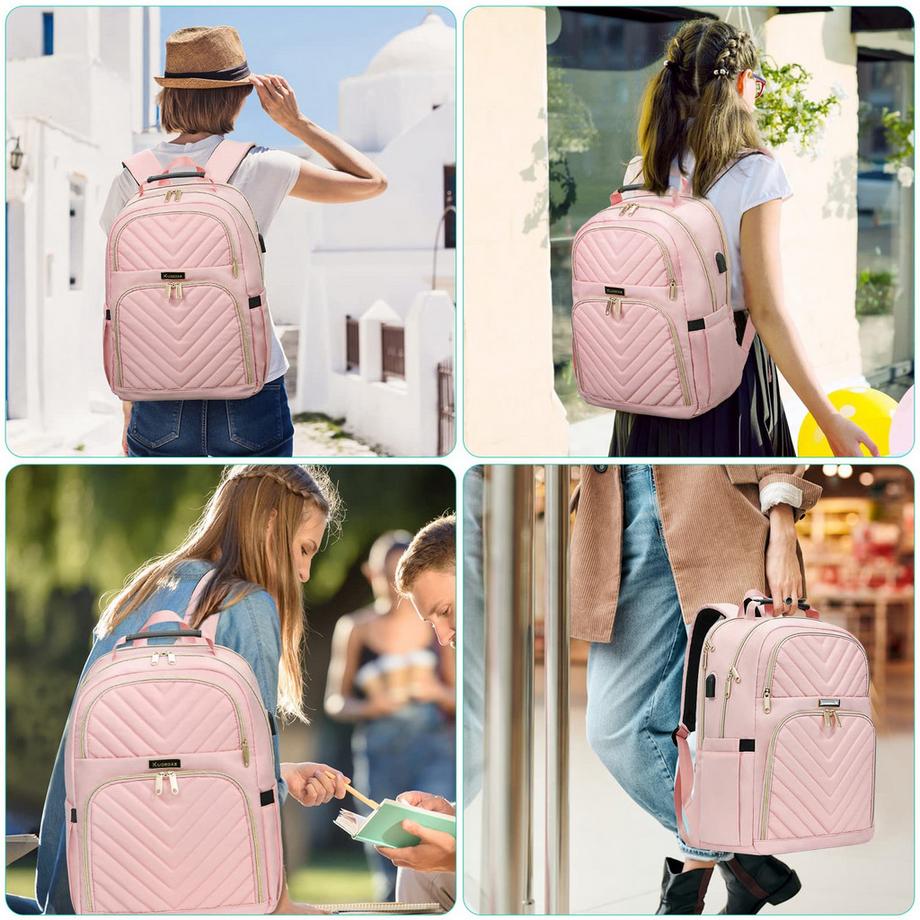 Only-bags.store Schulrucksack Teenager mit USB-Ladeanschluss Laptop Daypack Wasserdicht  
