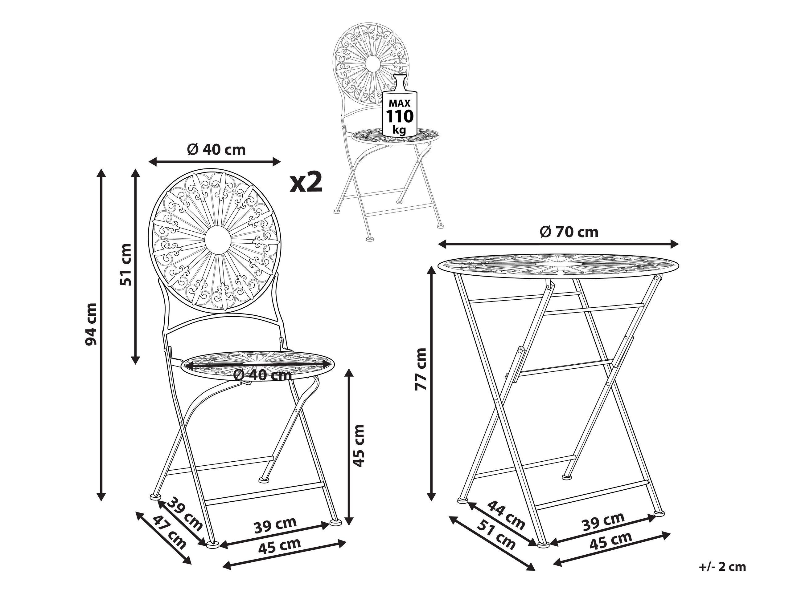 Beliani Bistro Set aus Eisen Rustikal SCAFA  