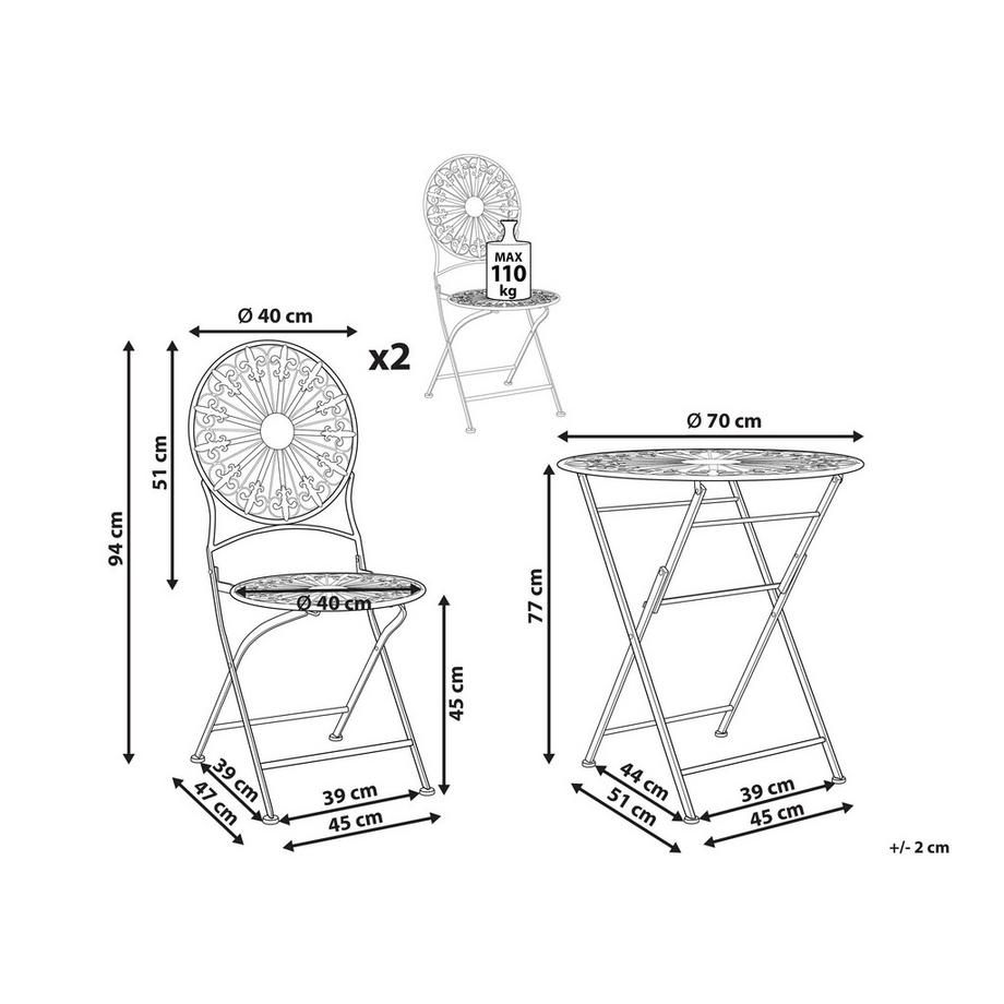 Beliani Ensemble pour bistro en Métal Rustique SCAFA  