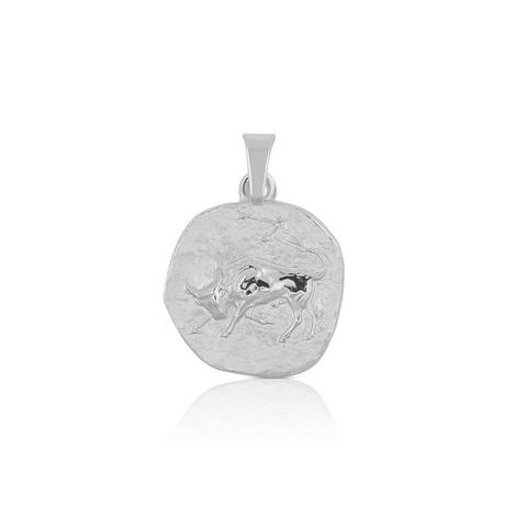 MUAU Schmuck  Pendentif signe du zodiaque taureau or blanc 750, 16x22mm 