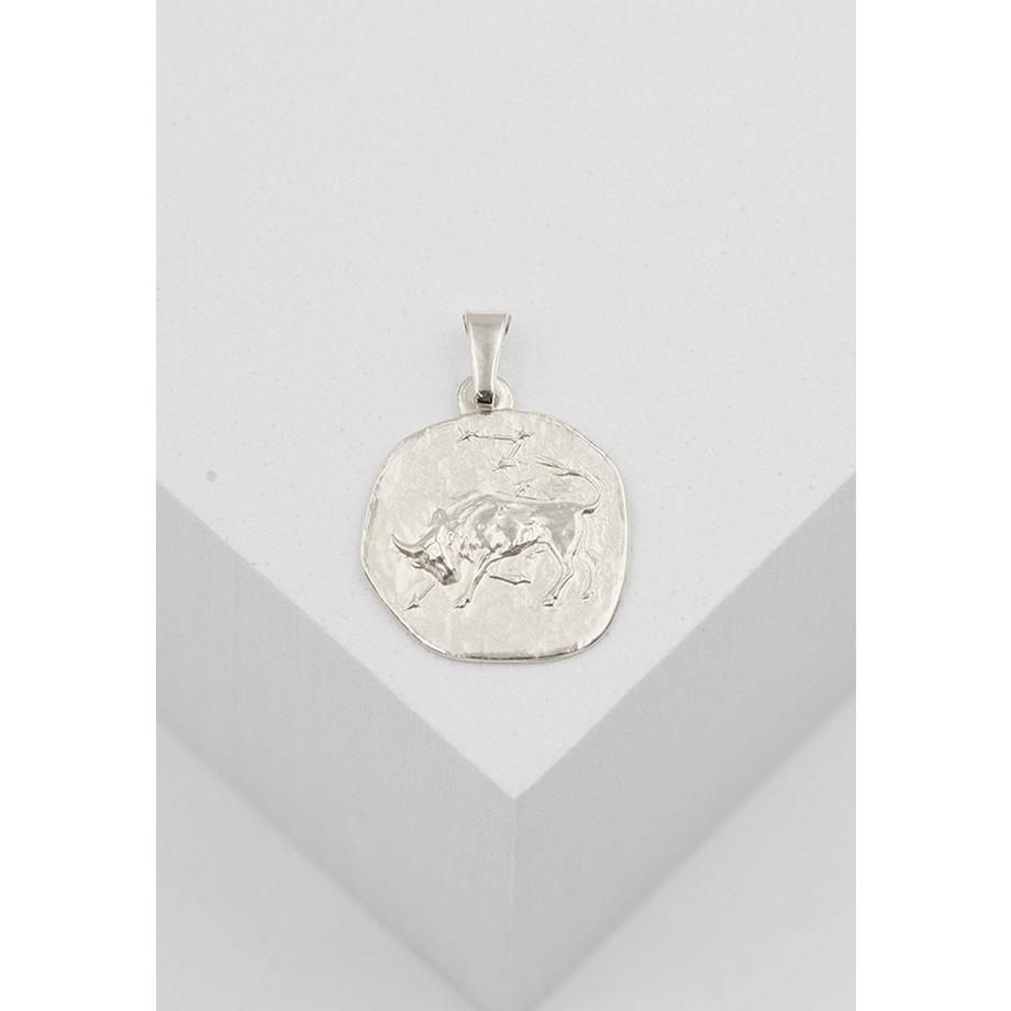 MUAU Schmuck  Pendentif signe du zodiaque taureau or blanc 750, 16x22mm 
