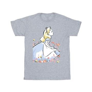 Alice In Wonderland Sketch Flowers TShirt