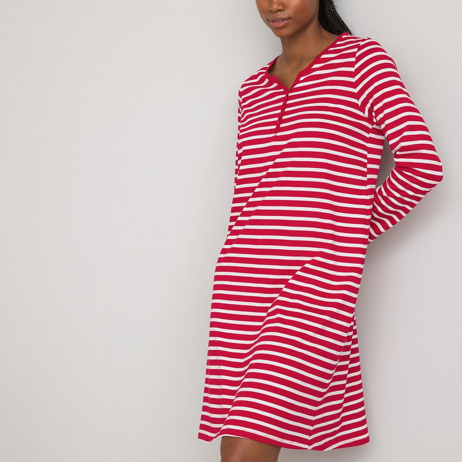 La Redoute Collections Baumwoll-Jersey Gestreiftes Nachthemd  