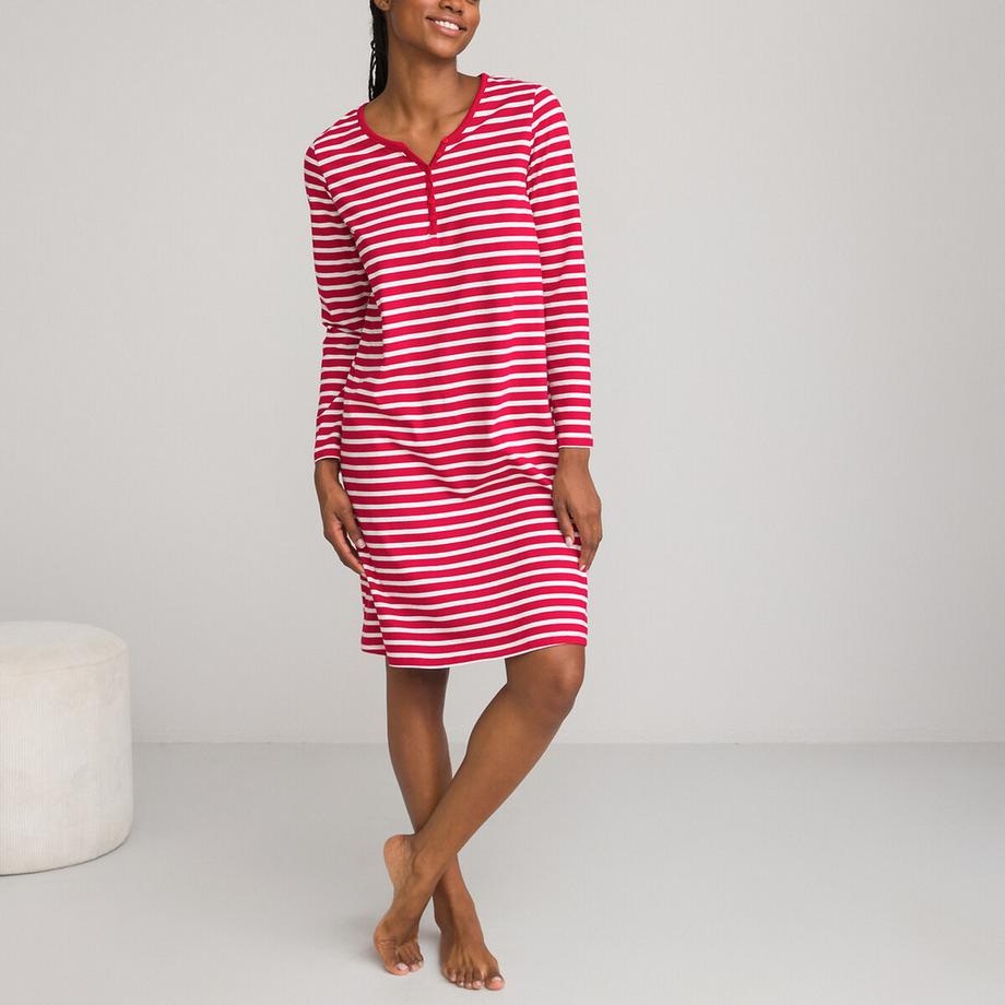 La Redoute Collections Baumwoll-Jersey Gestreiftes Nachthemd  