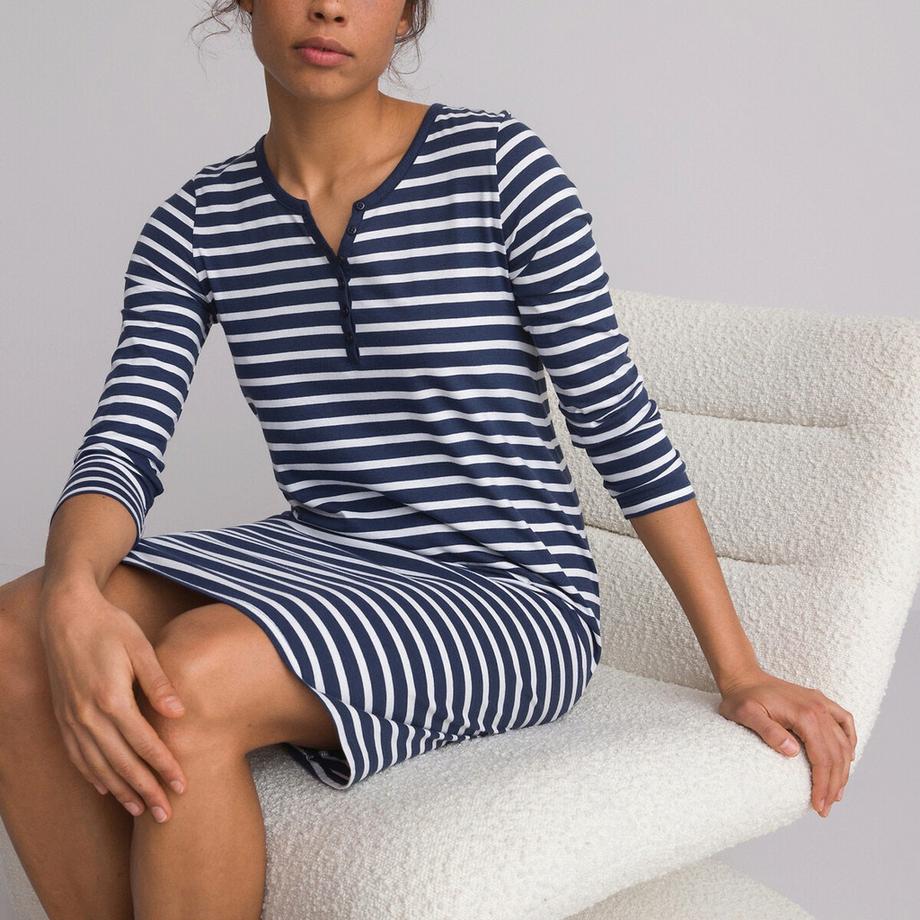 La Redoute Collections Baumwoll-Jersey Gestreiftes Nachthemd  