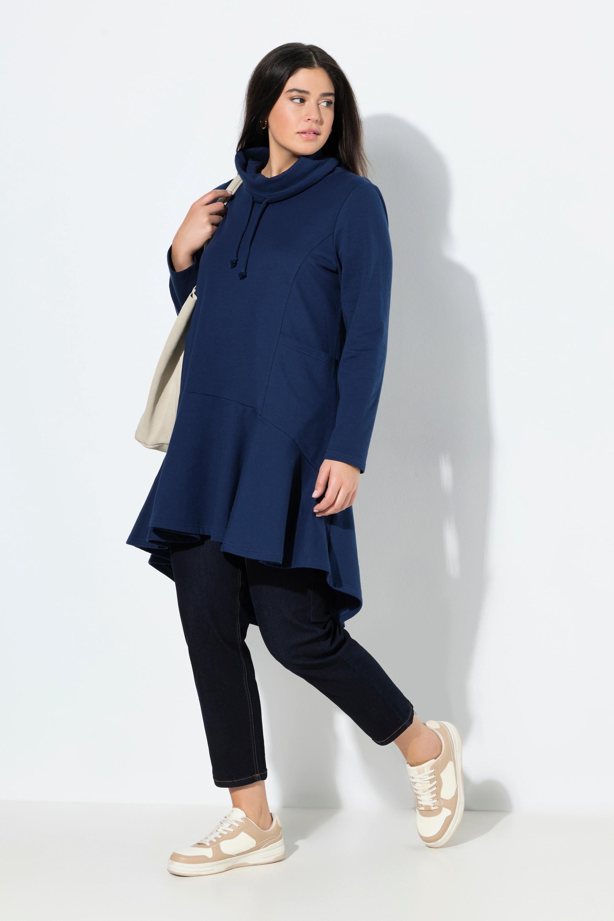 Ulla Popken Longsweater Volant Stehkragen Langarm Taschen  