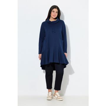 Longsweater, Volant, Stehkragen, Langarm, Taschen