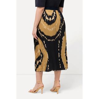 Ulla Popken Gonna Plissettata Stampa Batik Vita Elastica Linea A  