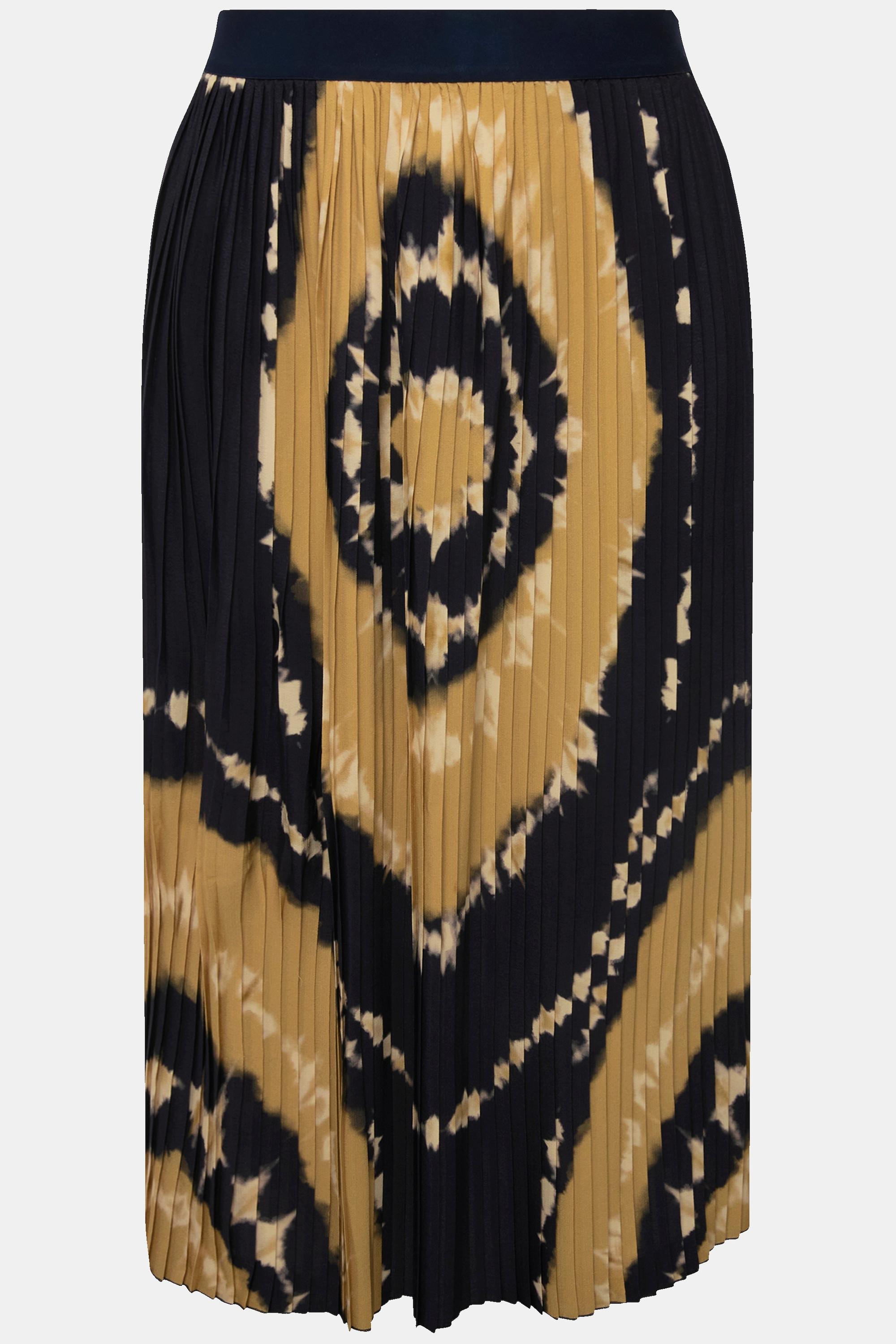 Ulla Popken Gonna Plissettata Stampa Batik Vita Elastica Linea A  