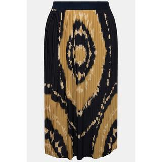 Ulla Popken Gonna Plissettata Stampa Batik Vita Elastica Linea A  