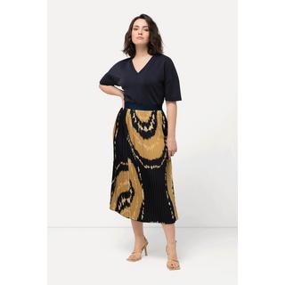 Ulla Popken Gonna Plissettata Stampa Batik Vita Elastica Linea A  