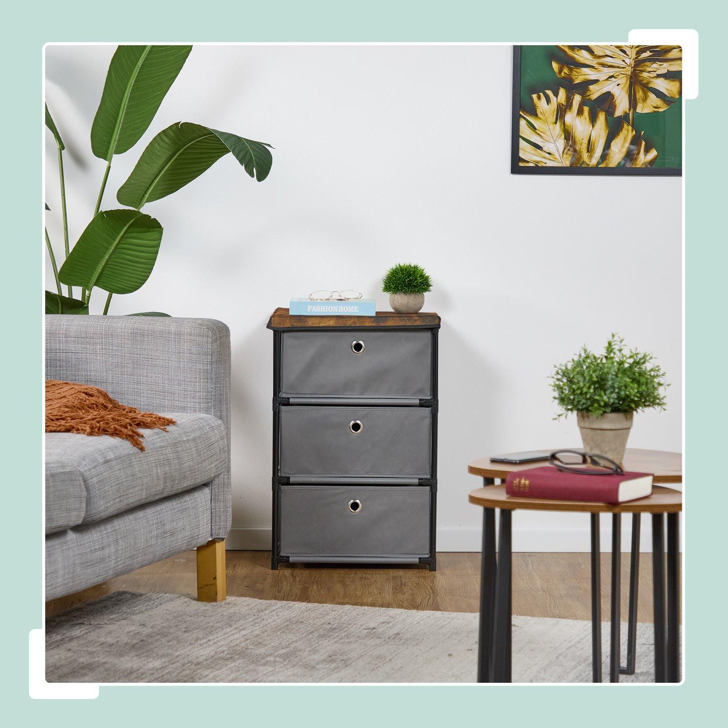 Northix Commode design en bois avec tiroirs en tissu  