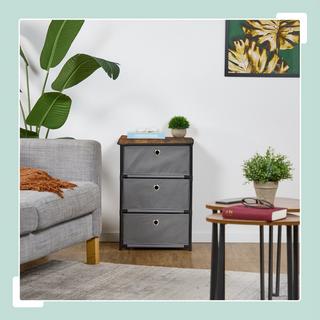 Northix Commode design en bois avec tiroirs en tissu  