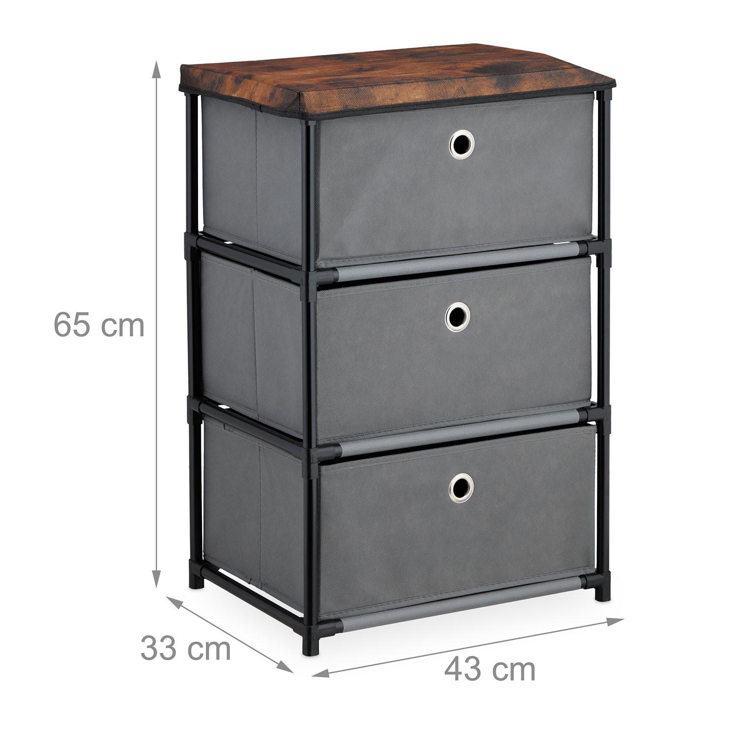 Northix Commode design en bois avec tiroirs en tissu  