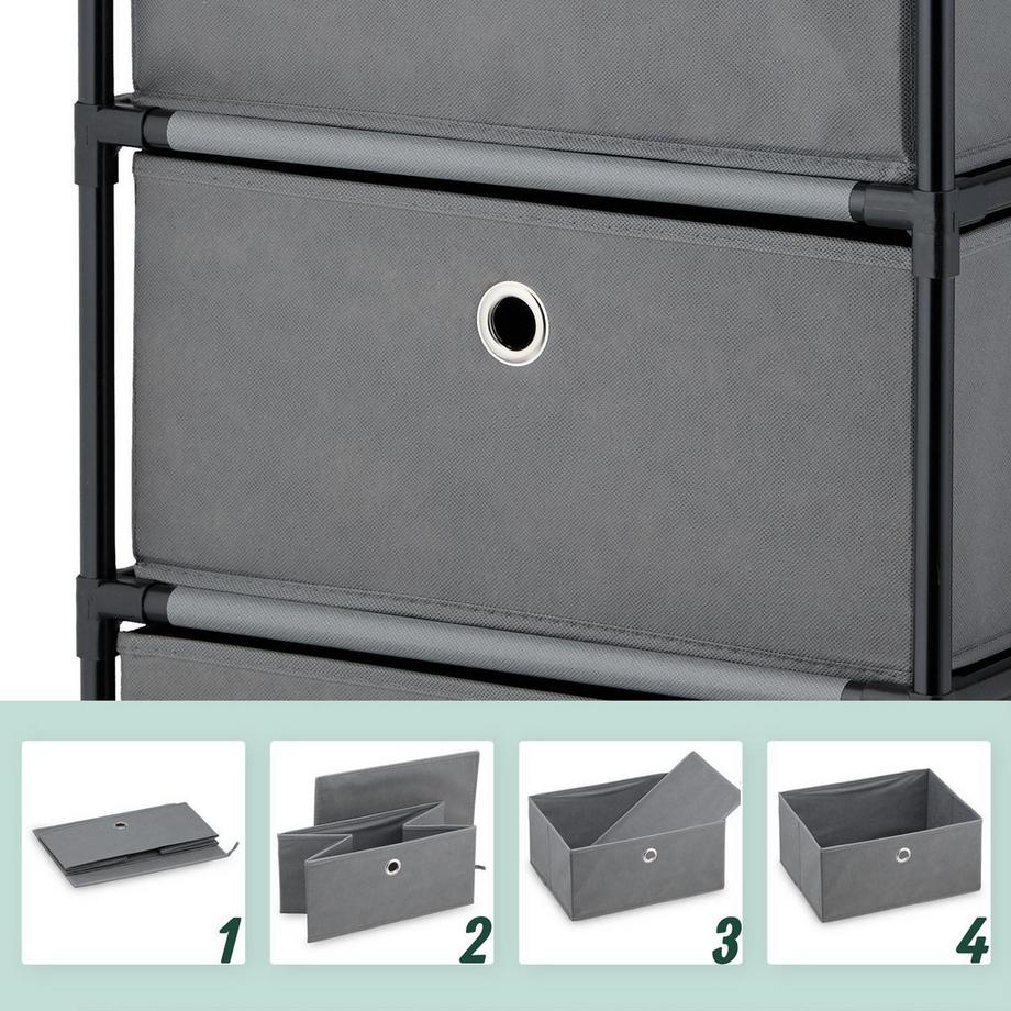 Northix Cassettiera in legno con cassetti in tessuto  