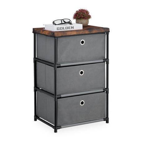 Northix Commode design en bois avec tiroirs en tissu  