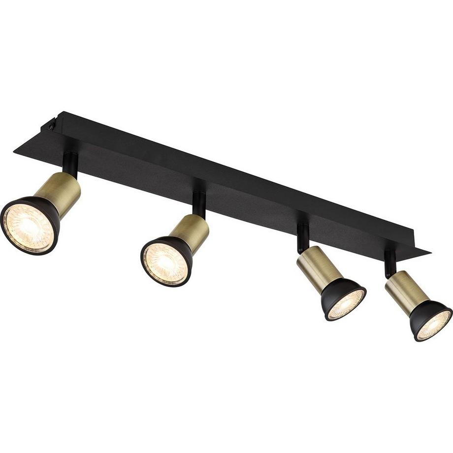 Faretto Drew metallo nero oro 4xGU10