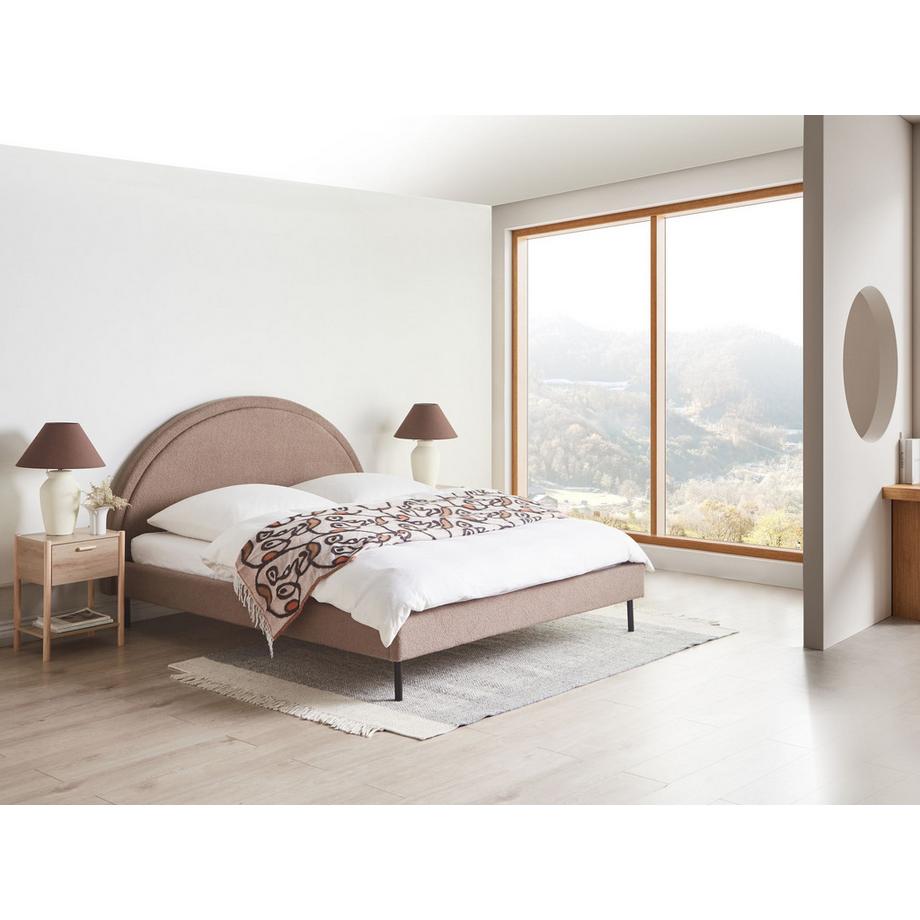 Beliani Lit avec sommier en Bouclé Rétro MARGUT  