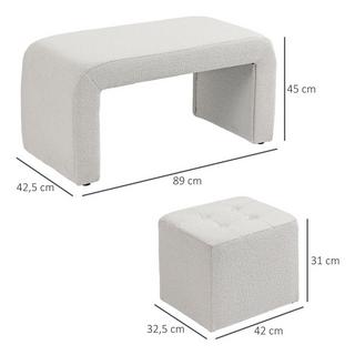 Northio Repose-pieds 3 pièces, pouf avec 3 tabourets, repose-pieds, tabouret rembourré pour salon, chambre à coucher, blanc  