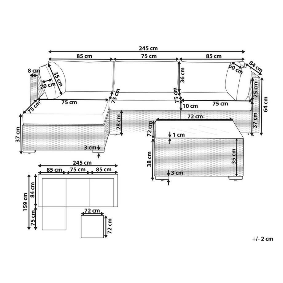 Beliani Lounge Set aus PE Rattan Klassisch SANO  