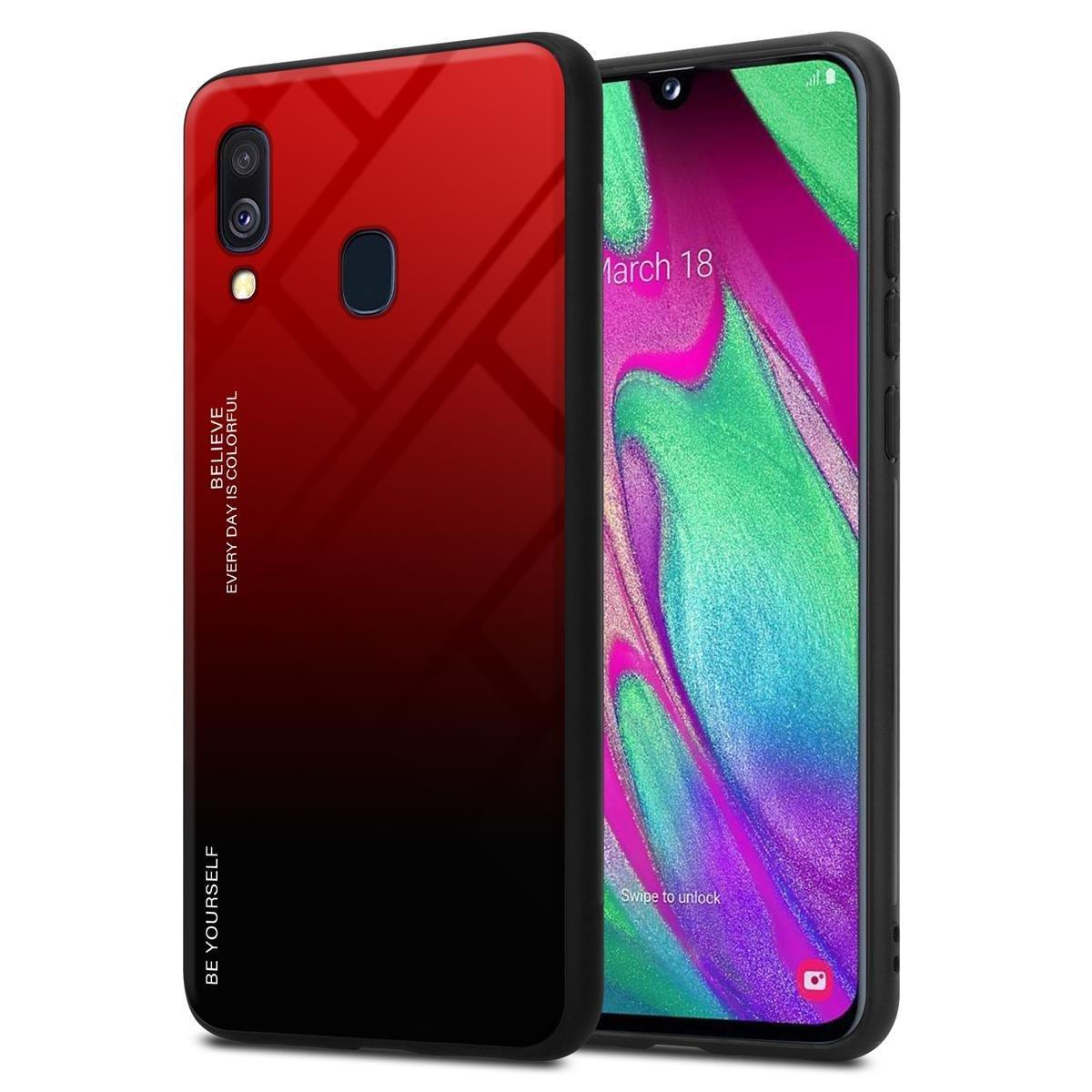 Cadorabo  Housse compatible avec Samsung Galaxy A40 - Coque de protection bicolore en silicone TPU et dos en verre trempé 