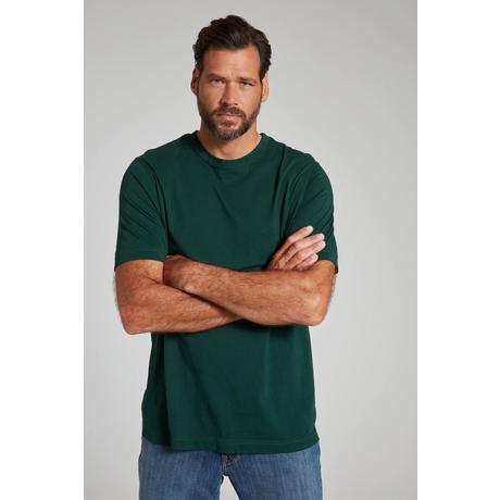 JP1880  T-shirt Basic en coton peigné, col rond vert foncé 