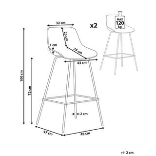 Beliani Set di 2 sedie alte en Materiale sintetico Moderno EMMET  