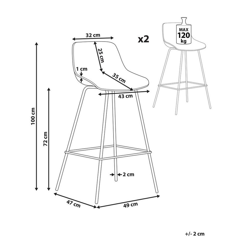 Beliani Lot de 2 chaises de bar en Matière synthétique  EMMET  