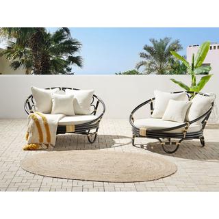 Beliani Set di 2 lettini da giardino en Rattan Boho ROSSANO  