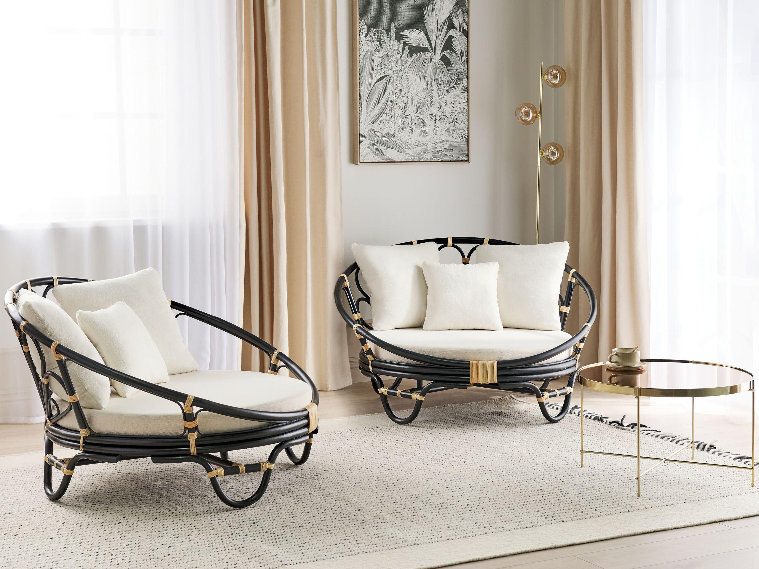 Beliani Set di 2 lettini da giardino en Rattan Boho ROSSANO  