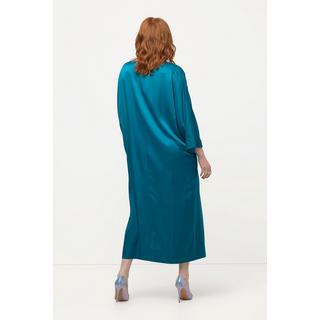 Ulla Popken Abito Midi Raso Scollo a V Mezza Manica con Tasche  