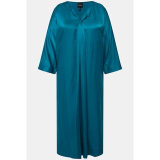 Ulla Popken Abito Midi Raso Scollo a V Mezza Manica con Tasche  