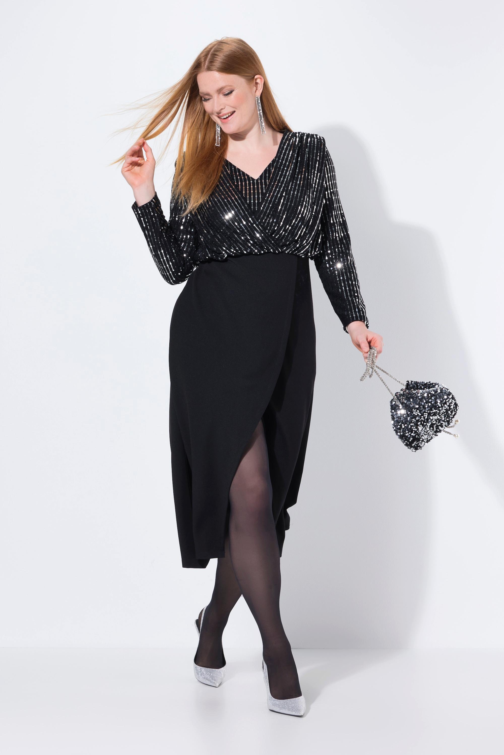 Ulla Popken Maxi Bodyconkleid Glitzerjersey Langer Rock  