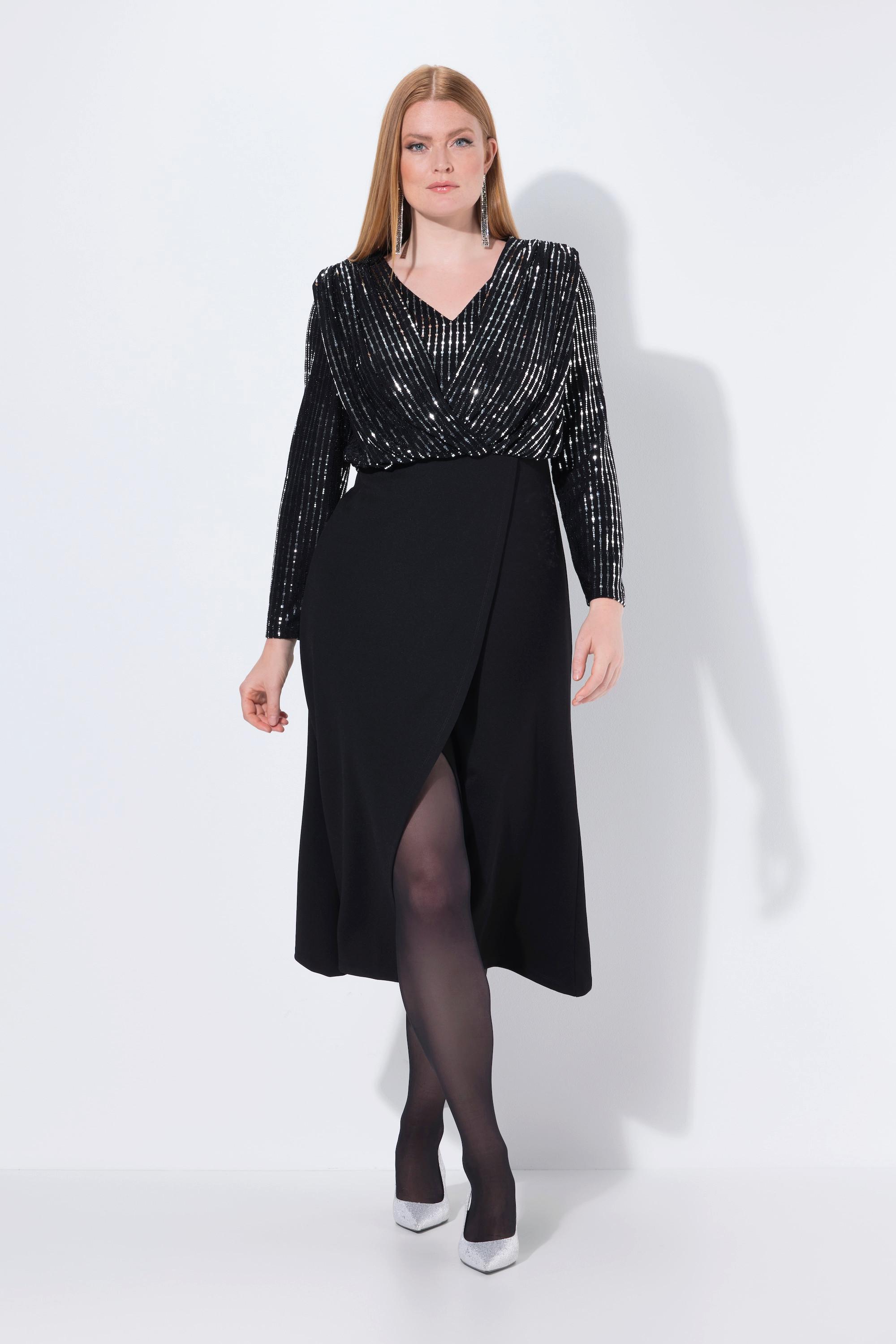 Ulla Popken Maxi Bodyconkleid Glitzerjersey Langer Rock  
