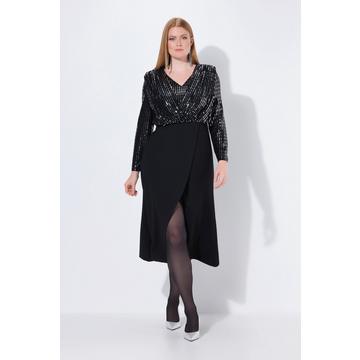 Maxi abito dal taglio aderente con jersey glitterato e gonna lunga