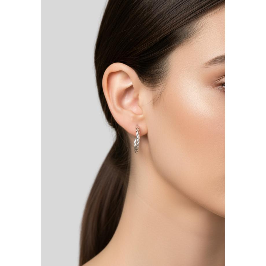 Maxte  Gedrehte Halbe Creolen/Ohrstecker aus Edelstahl 