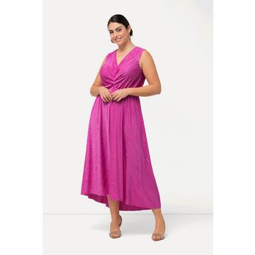 Robe maxi plissée sans manches, drapé et décolleté en V