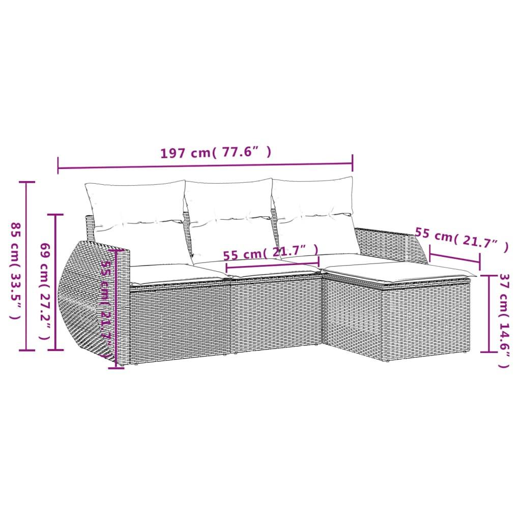 VidaXL set divano da giardino Polirattan  