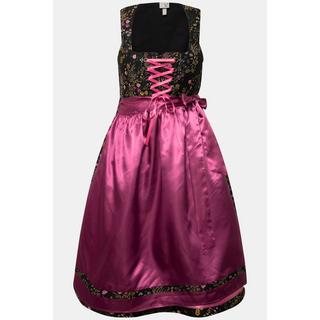 Ulla Popken Dirndl Floreale Paillettes Scollo Quadrato Senza Maniche  
