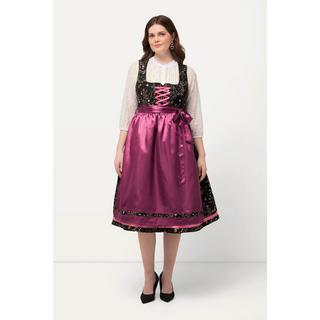 Ulla Popken Dirndl Floral Paillettes Encolure Carrée Sans Manches  