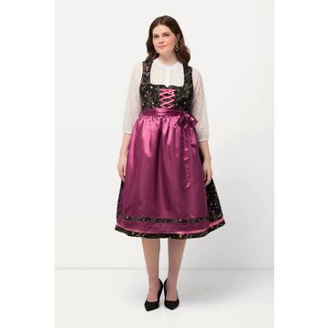 Abito tradizionale Dirndl con taglio smanicato, fiori, paillettes e scollo rettangolare