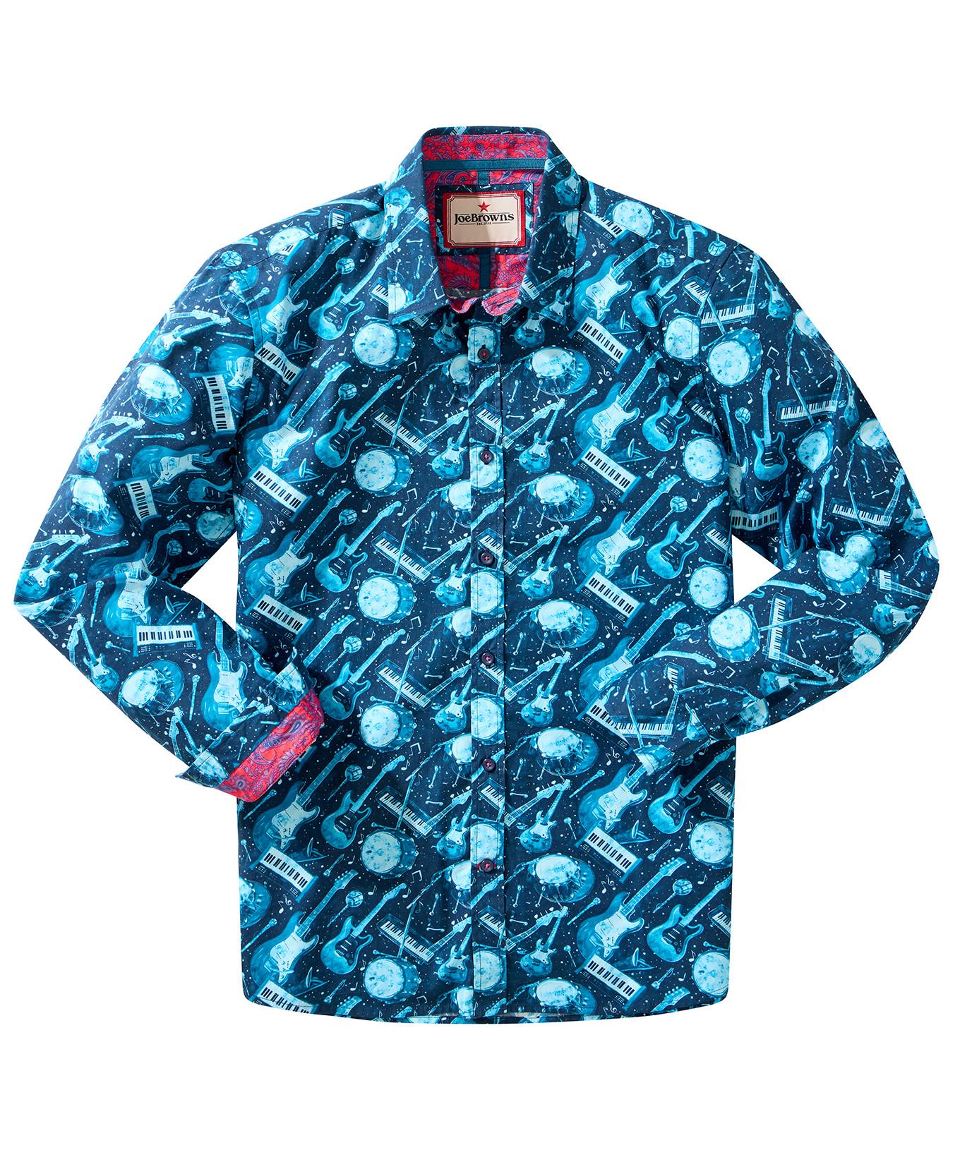 Joe Browns Hemd mit Gitarrenprint und Kontrastdetails  
