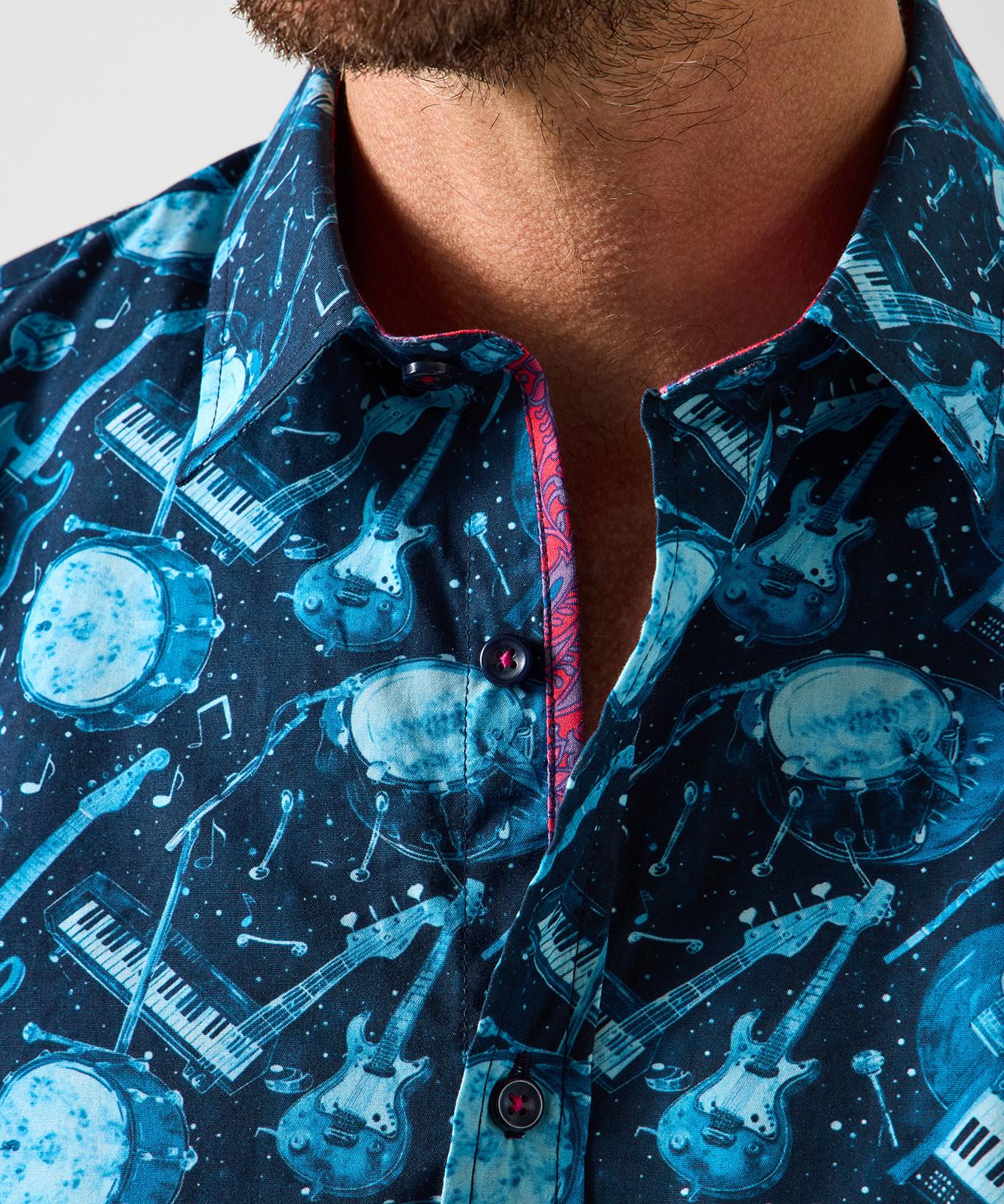 Joe Browns Hemd mit Gitarrenprint und Kontrastdetails  