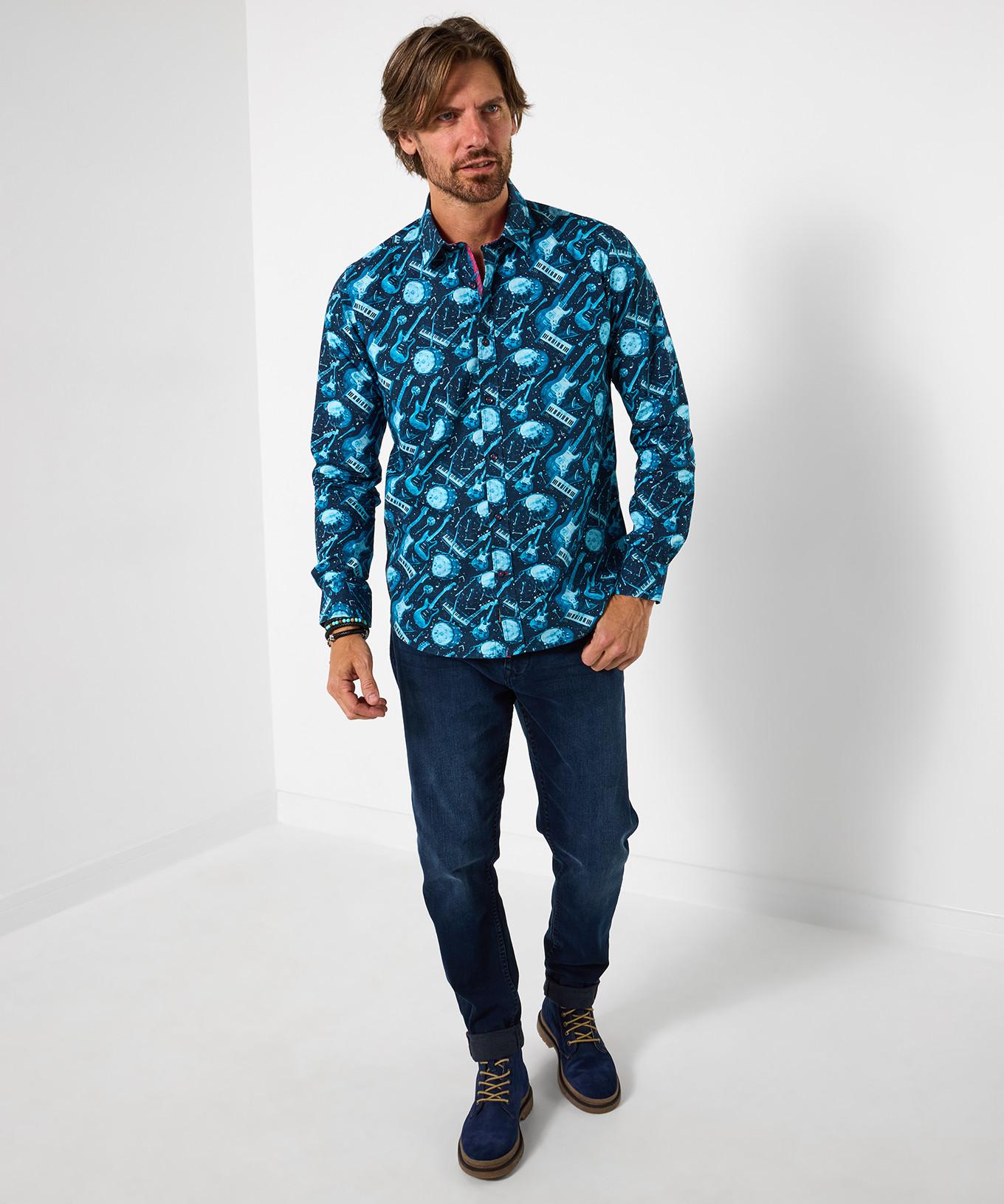 Joe Browns Hemd mit Gitarrenprint und Kontrastdetails  