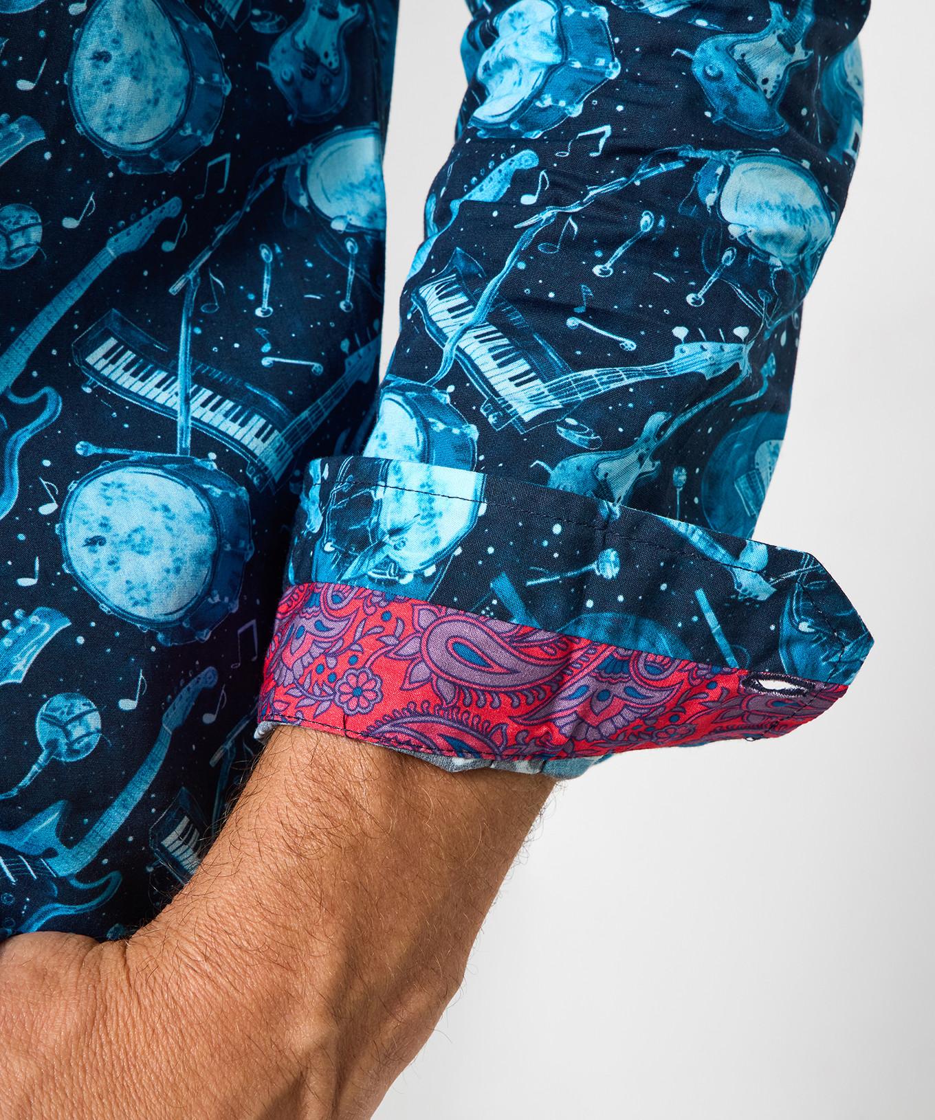 Joe Browns Hemd mit Gitarrenprint und Kontrastdetails  