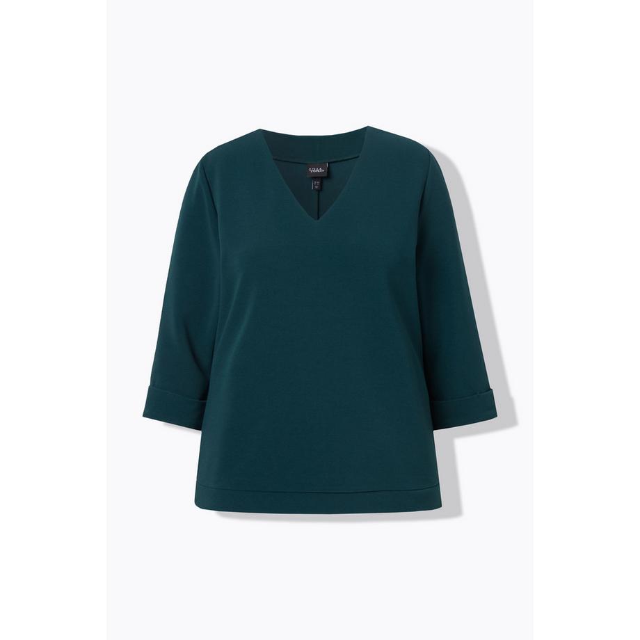 Ulla Popken T-shirt structuré col rond manches 3/4  