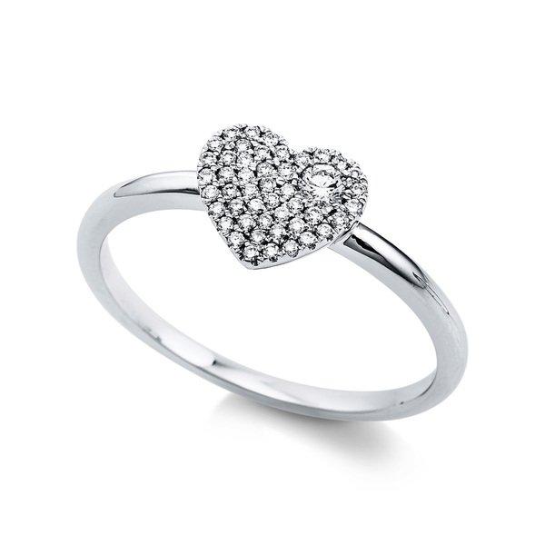 MUAU Schmuck  Ring 750/18K Weissgold Diamant 0.16ct. 