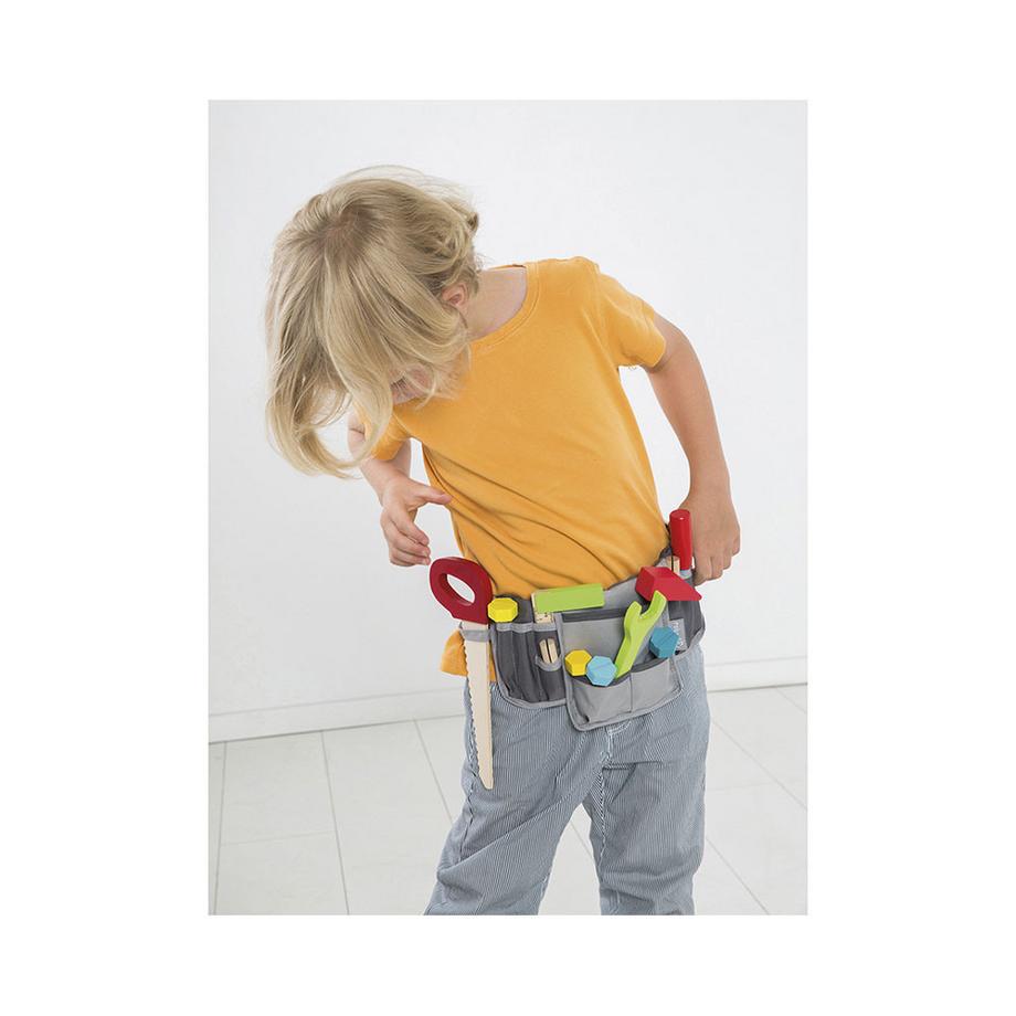 roba  Ceinture à outils pour enfants avec sacoche et set d'outils en bois de 11 pièces 